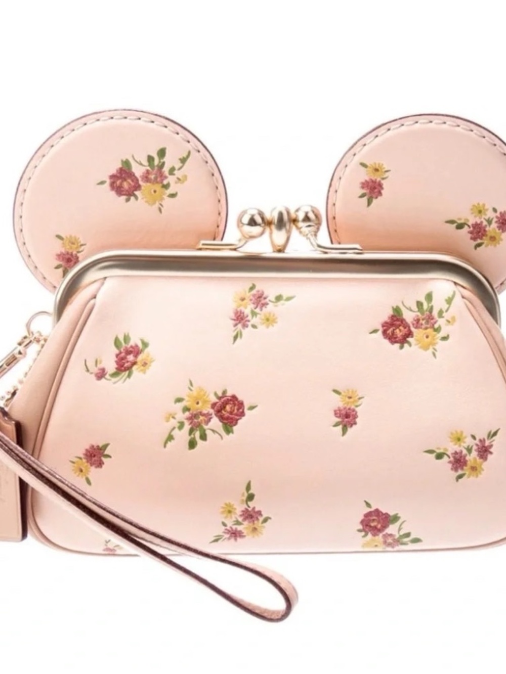 Coach x Disney Kisslock Mickey Pink Floral Wristlet - Picture 2 of 5